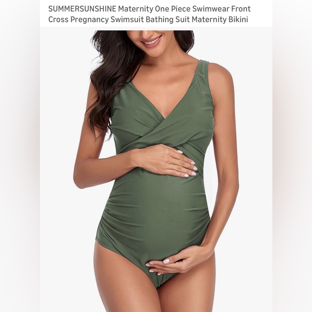 Amazon Olive Green Maternity One Piece Swimsuit